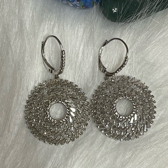 Sterling FZN Circle CZ Baguette Earrings